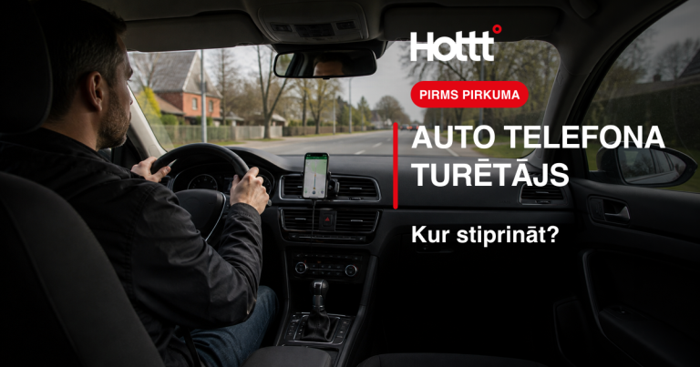 Auto salons ar telefonu turētājā pie ventilācijas restes