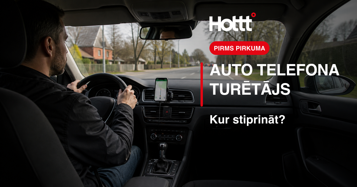 Auto salons ar telefonu turētājā pie ventilācijas restes
