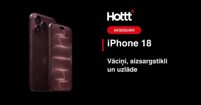 iPhone 18 Pro un Pro Max uz melna fona Hottt telefona aksesuāru ceļveža titulattēlā.