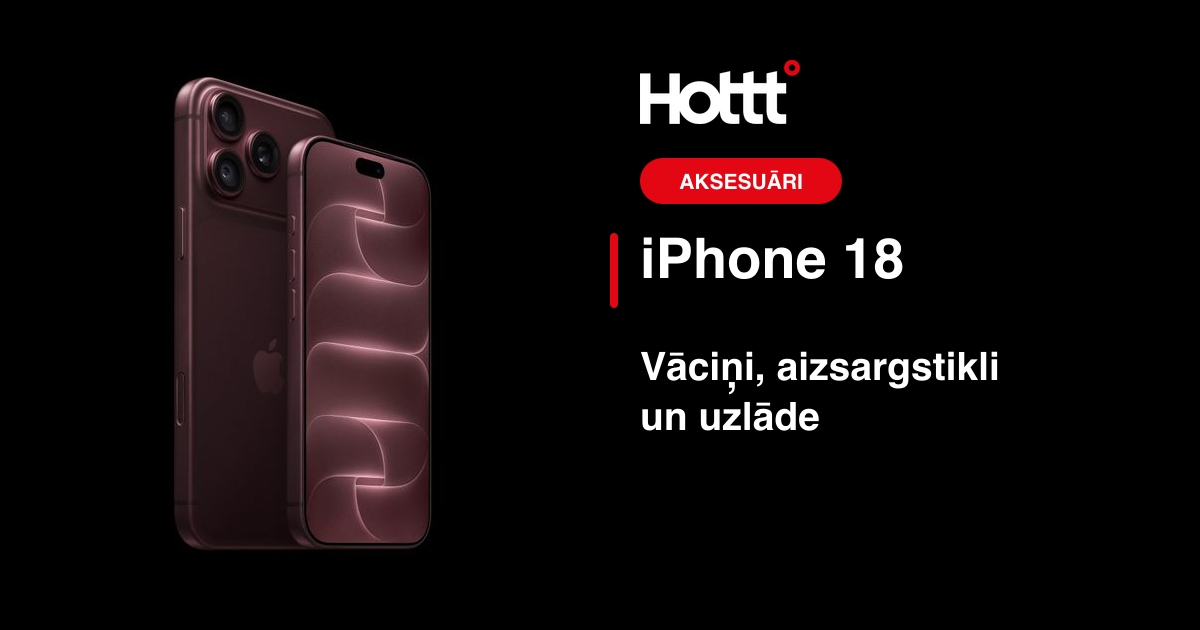 iPhone 18 Pro un Pro Max uz melna fona Hottt telefona aksesuāru ceļveža titulattēlā.